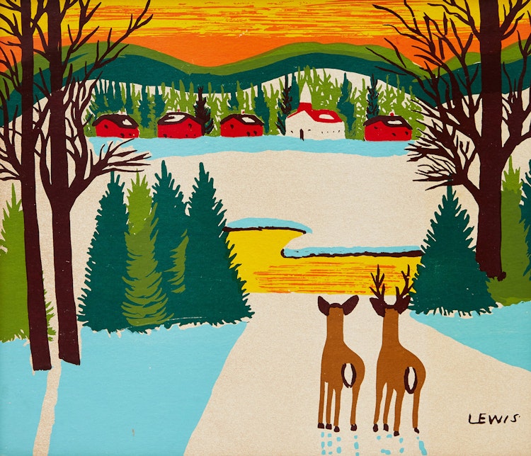 Artwork by Maud Lewis,  Two Deer