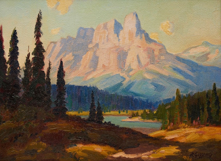 Artwork by Roland Gissing, Castle Mountain, Banff National Park