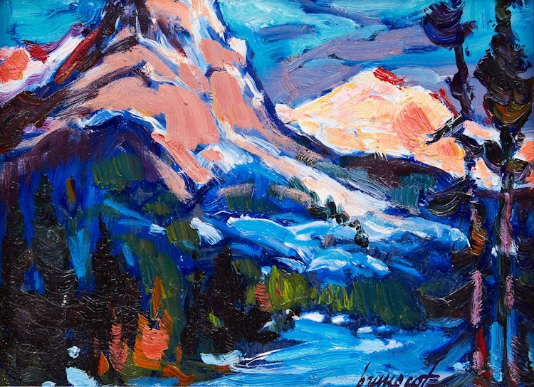 Artwork by Bruno Côté, Sunset on the Rockies