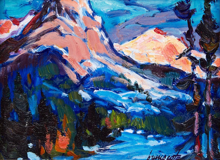 Artwork by Bruno Côté,  Sunset on the Rockies