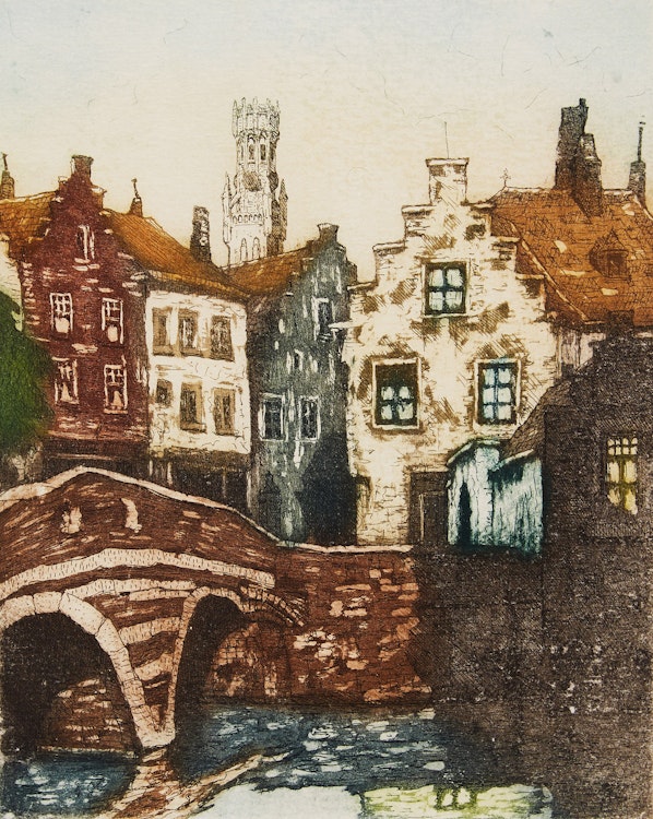 Artwork by Nicholas Hornyansky, Minstrel’s Bridge, Bruges
