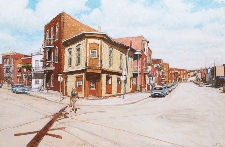 Artwork by John Geoffrey Caruthers Little, Corner Grocery at Ste. Clotilde, Bourassa and Cote St. Paul