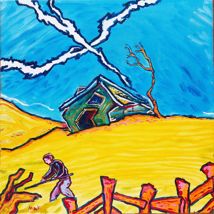 Artwork by Ann Kornuta, Shack in a Field