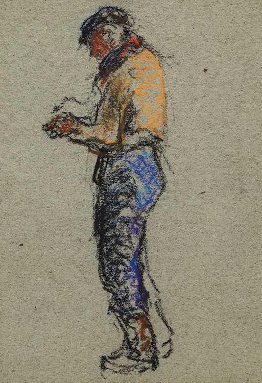 Artwork by Manly Edward MacDonald, Man with Red Scarf