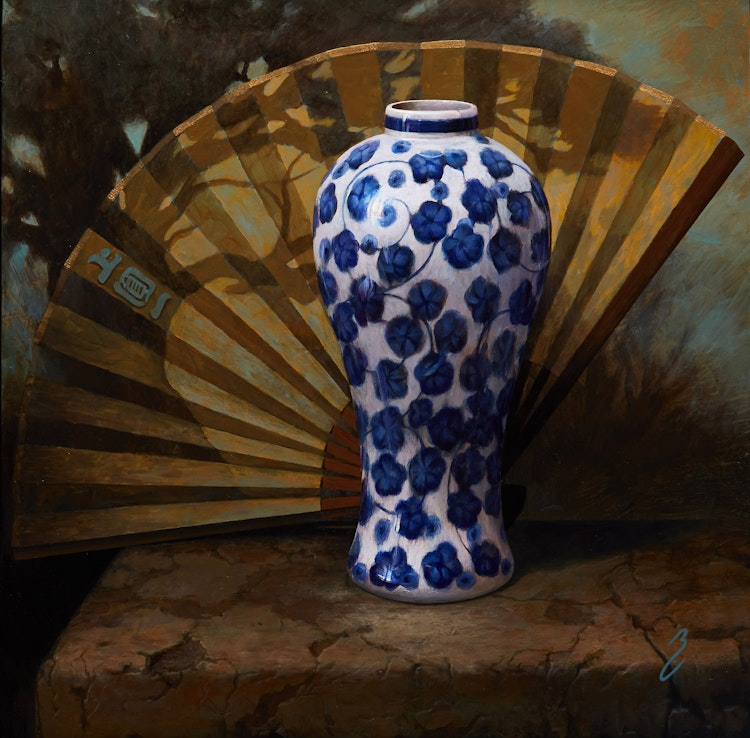 Artwork by Bruno Capolongo,  In Essence (Harmony in Blue, White and Gold)