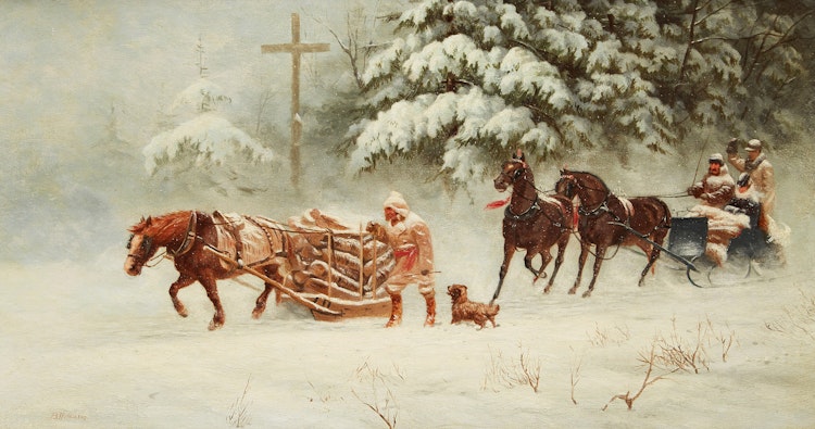 Artwork by John B. Wilkinson,  Sleighing in Winter