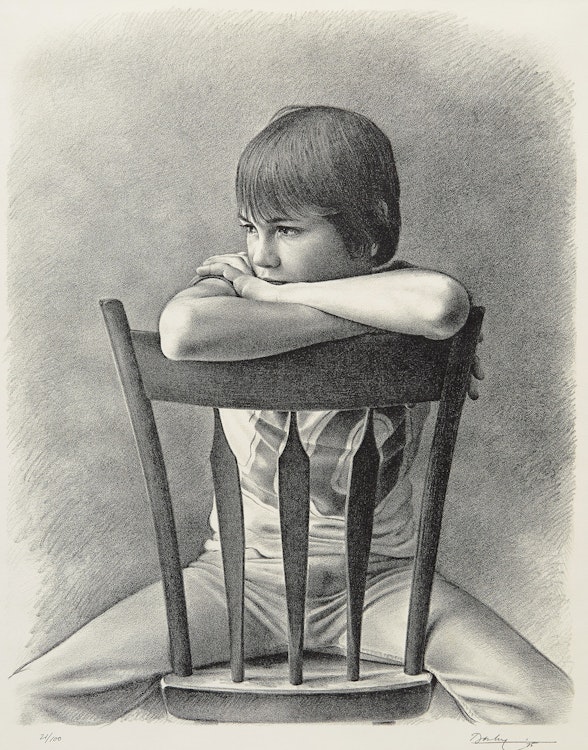 Artwork by Kenneth Danby, Boy in a Chair