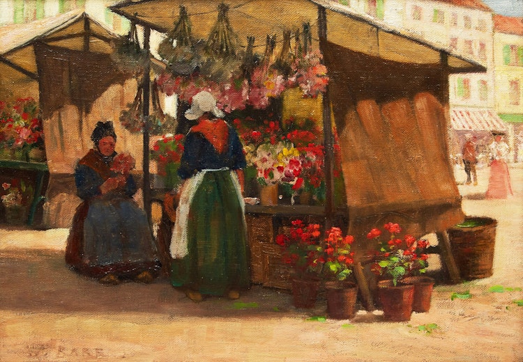 Artwork by William Barr,  Market Scene