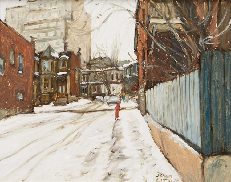 Artwork by John Geoffrey Caruthers Little,  Lorne Crescent at Aylmer, Montreal 