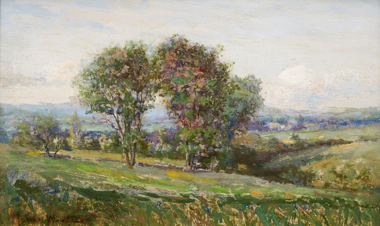 Artwork by Percy Franklin Woodcock,  Landscape near Chateauguay