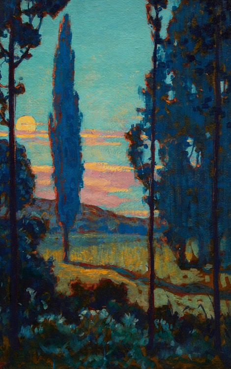 Artwork by George Agnew Reid, Moonlit Meadow