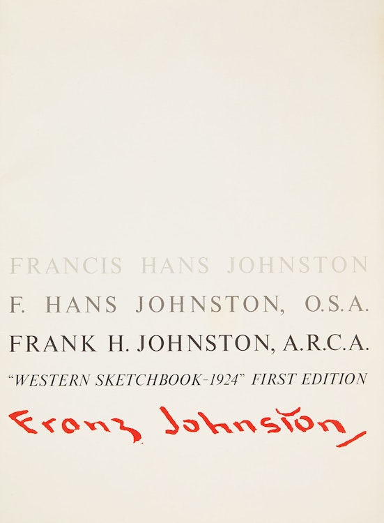Artwork by Frank Hans Johnston, Franz Johnston: Western Sketchbook - 1924 (First Edition)