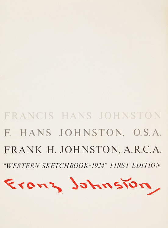 Artwork by Frank Hans Johnston,  Franz Johnston: Western Sketchbook - 1924 (First Edition)