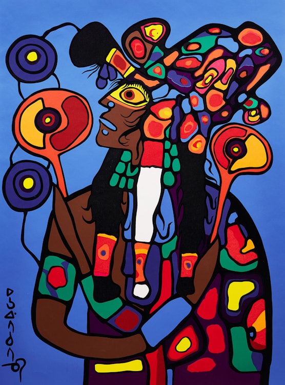 Artwork by Norval Morrisseau,  Self Portrait of the Artist - Astral Projection