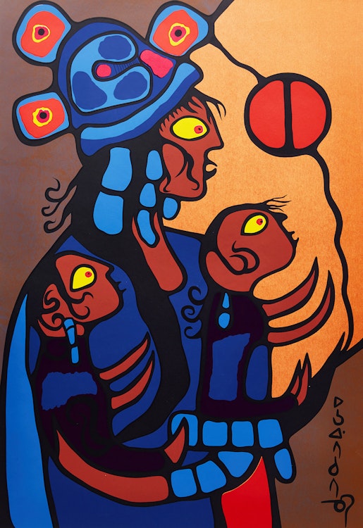 Artwork by Norval Morrisseau,  Artist’s Spiritual Wife and Children