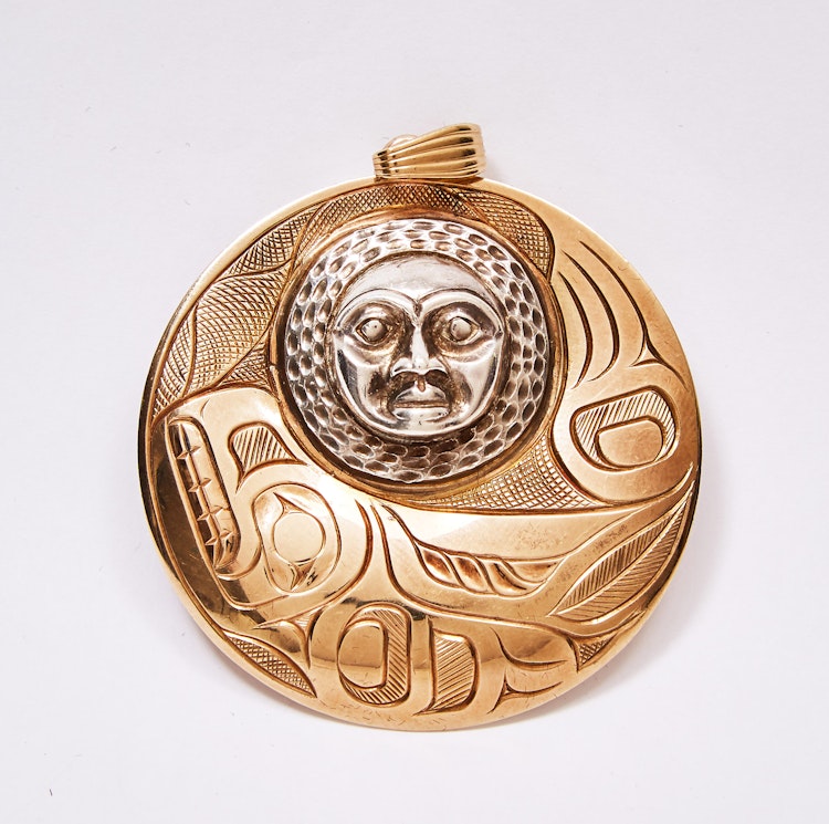 Artwork by Joseph Franklin Jack, Moon/Seal Pendant; Moon Earrings
