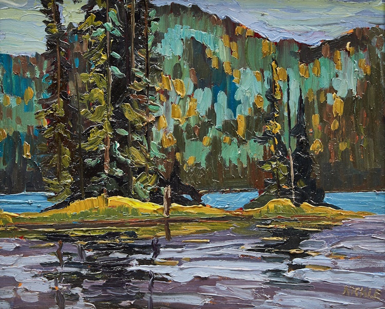 Artwork by Lawrence Nickle, Island, Opeongo Lake, Algonquin Park