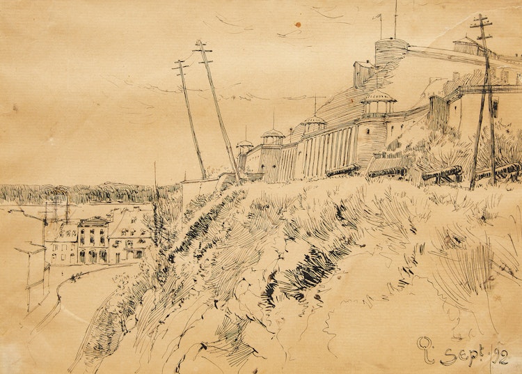 Artwork by Charles Macdonald Manly, Quebec Citadel; Grand Battery; Almeda Covell