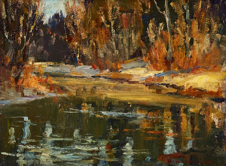 Artwork by Manly Edward MacDonald,  Stream through a Forest