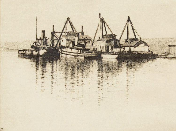 Artwork by Frederick Bourchier Taylor,  Tug Boats