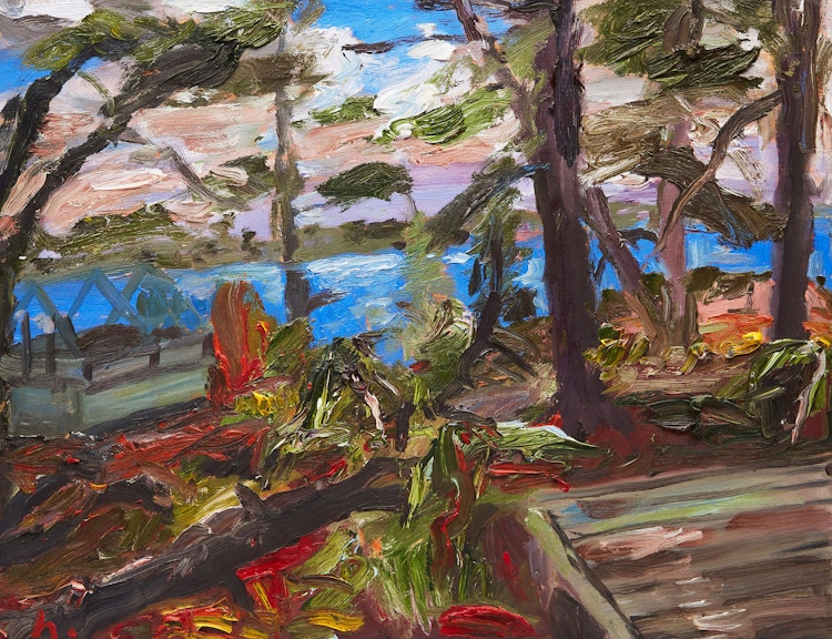 Artwork by John Hartman,  View of Kenerick Bay from Catherine Island