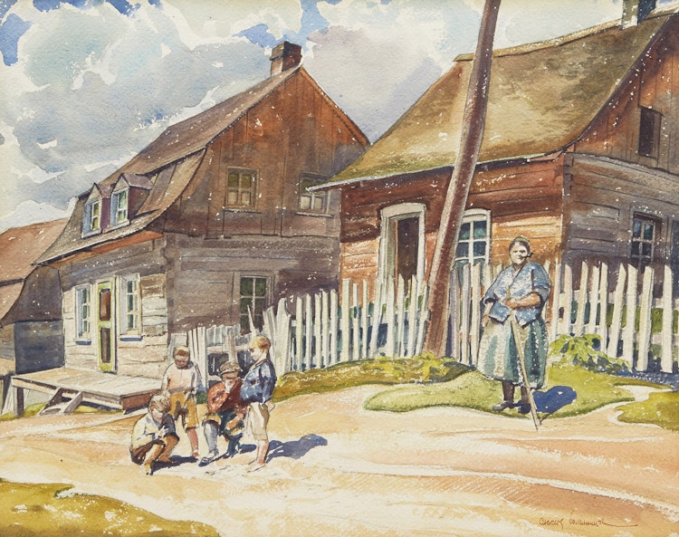 Artwork by Charles Goldhamer, Street, St. Urbain, Quebec