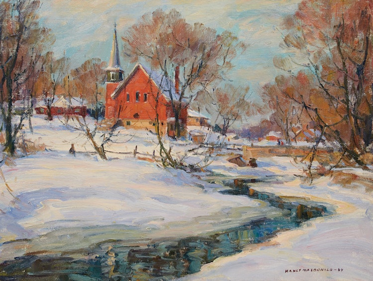 Artwork by Manly Edward MacDonald, Unionville Church, Winter