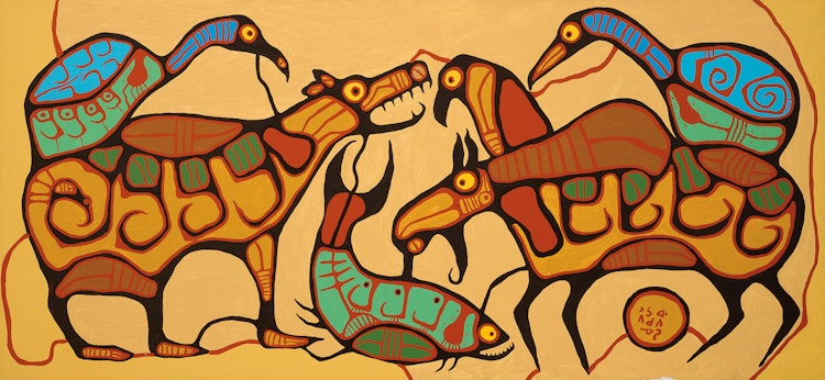 Artwork by Norval Morrisseau,  Animal Unity