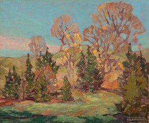 Artwork by Franklin Carmichael, Study of Trees, Autumn (circa 1920-22)