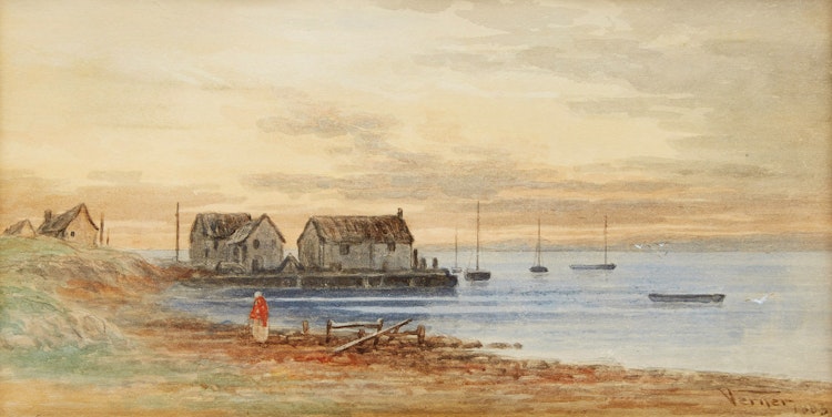 Artwork by Frederick Arthur Verner, Coastal Village