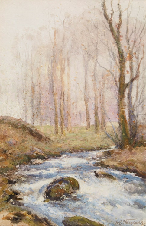 Artwork by William Edwin Atkinson,  The Cascade in Duke’s Woods, Peter Tavy, Devon