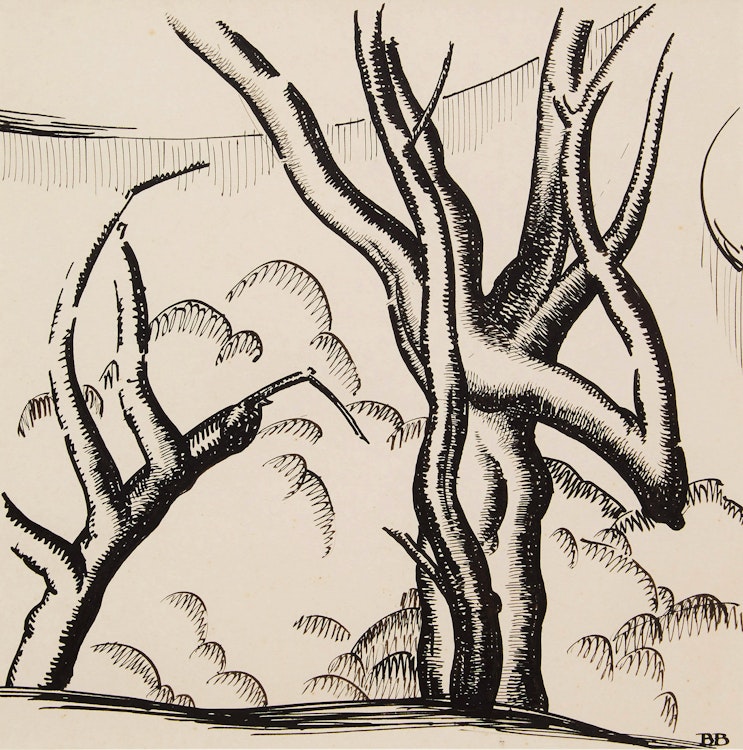 Artwork by Bertram Richard Brooker, Oaks on Assiniboine