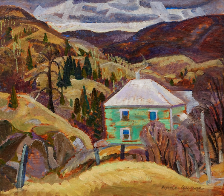 Artwork by Anne Douglas Savage,  House in the Hills / Hills & Trees