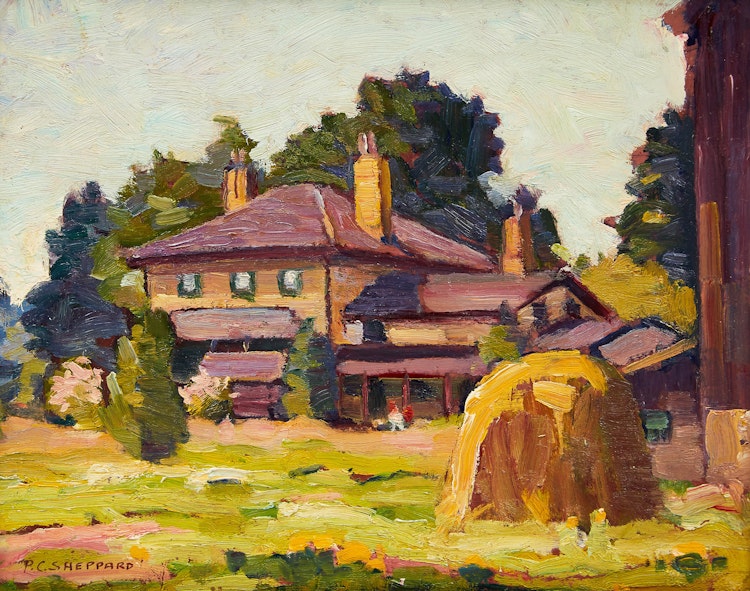 Artwork by Peter Clapham Sheppard, Farm Country South of Bracebridge, Ont