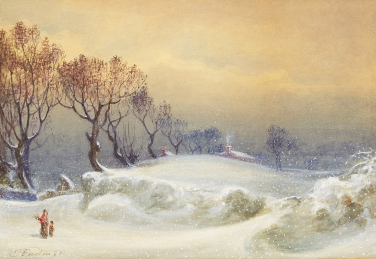 Artwork by John Edward Newton, Snow, Hampstead Heath