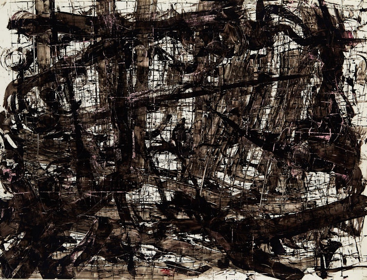 Artwork by William Seward Burroughs, Untitled (Abstract in black and pink)