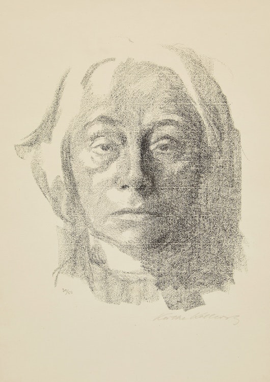 Artwork by Käthe Kollwitz,  Selbstbildnis (Self-Portrait) (Klipstein 130)