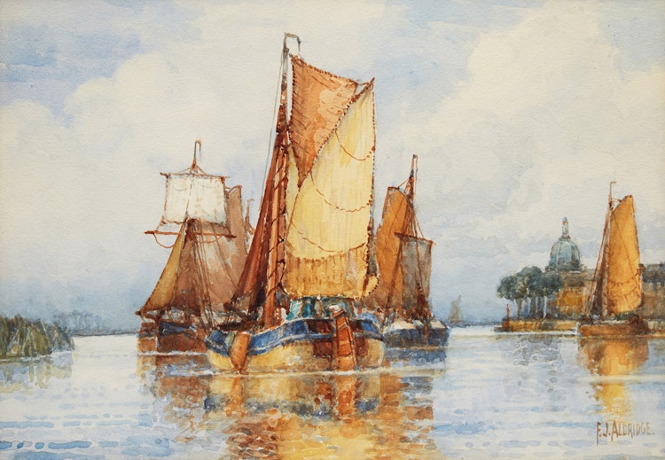 Artwork by Frederick James Aldridge, Becalmed...