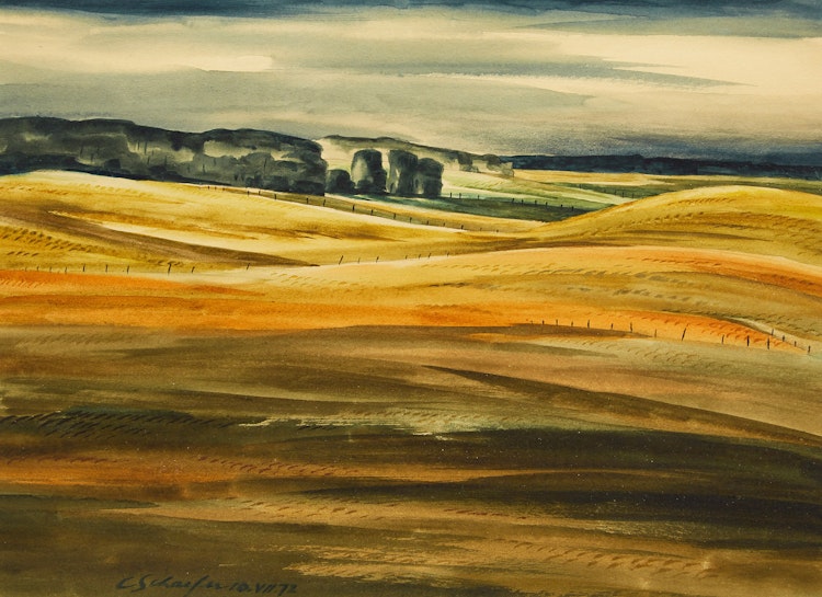 Artwork by Carl Fellman Schaefer, Evening Light Near Roseville, Waterloo County