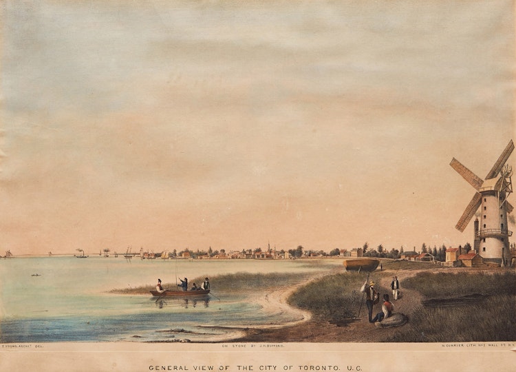 Artwork by Nathaniel Currier,  General View of the City of Toronto, Upper Canada (after Thomas Young)