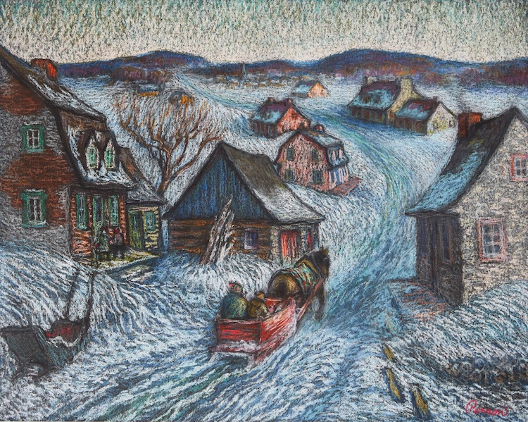 Artwork by Louis Paul Perron, Village in Winter