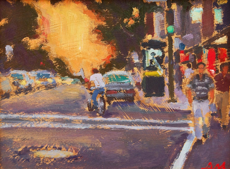 Artwork by Richard Montpetit, Rue St- Denis, Crepuscule