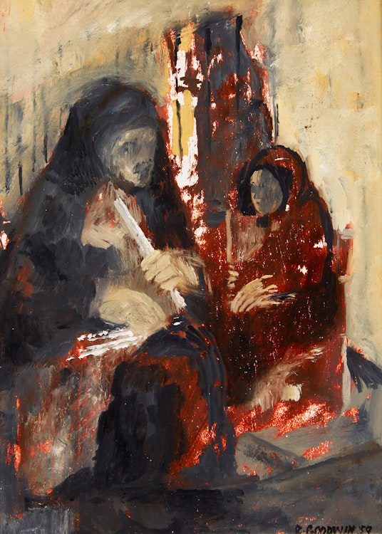 Artwork by Betty Roodish Goodwin, The Candle Sellers