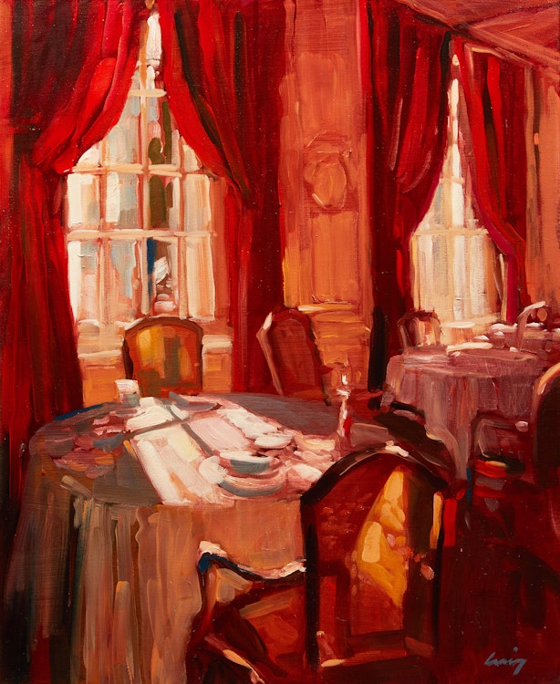 Artwork by Philip Craig, Dining Room, Stemillion, Bordeaux, France