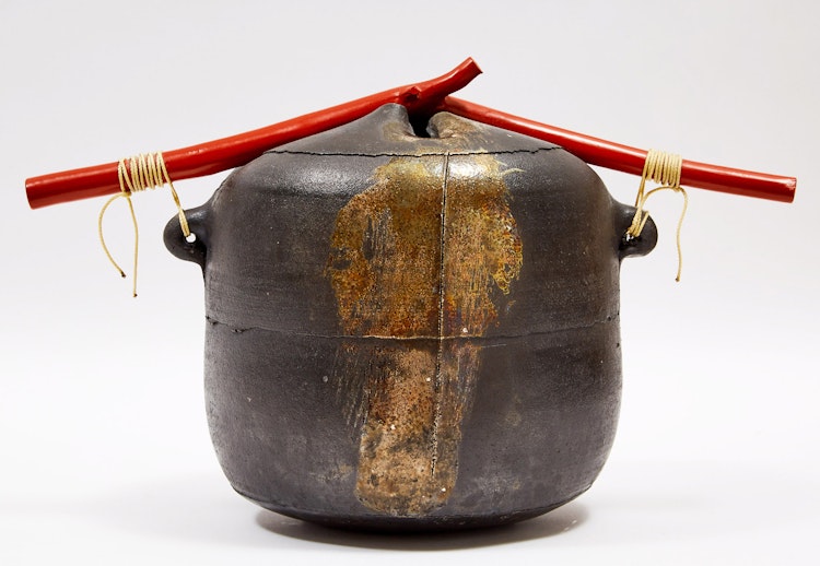 Artwork by Tom Smith,  Untitled Raku Vessel and Twig