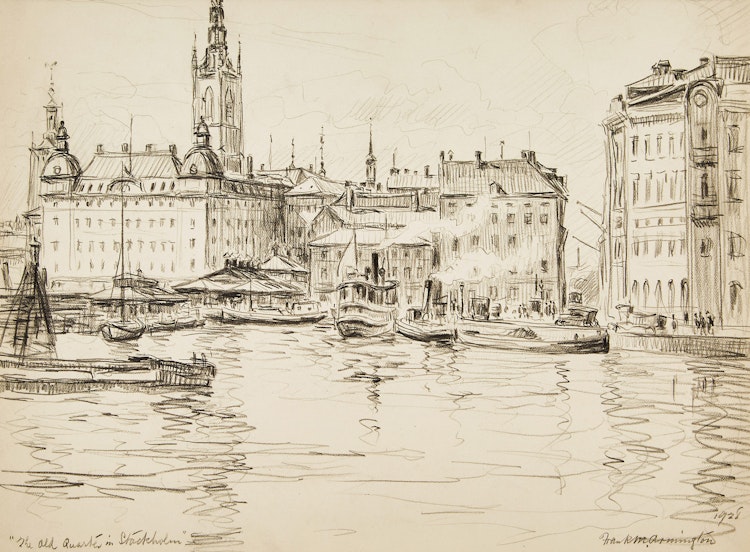 Artwork by Frank Milton Armington, The Old Quarter in Stockholm