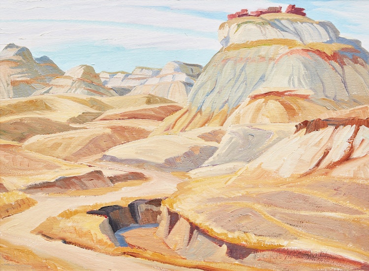 Artwork by Doris Jean McCarthy,  Red Top in the Badlands