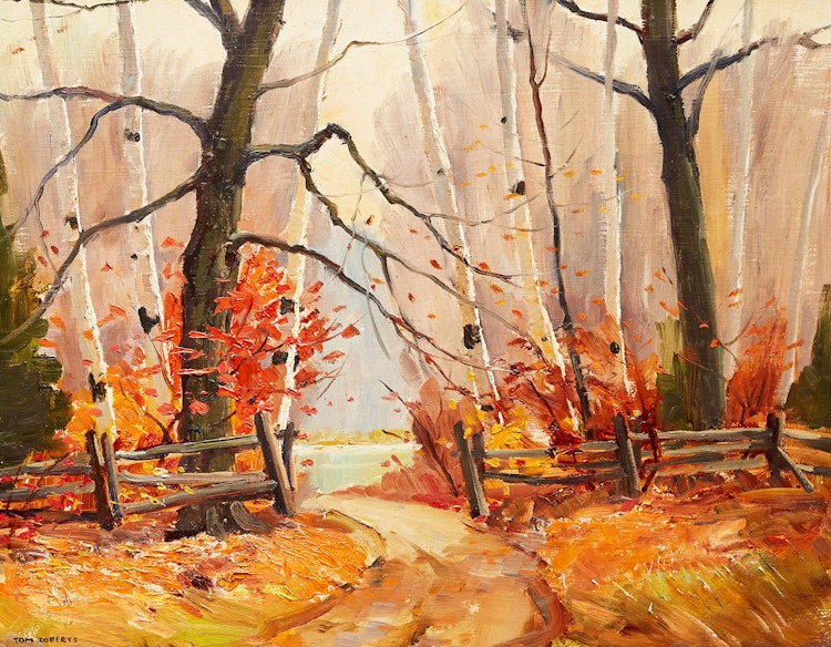 Artwork by Thomas Keith Roberts, Autumn by the River