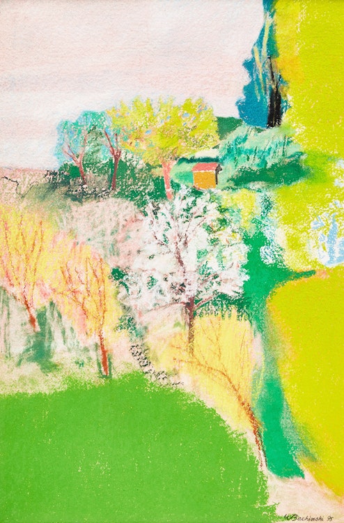 Artwork by Walter Bachinski, Cherry Tree in Blossom, Favières 11
