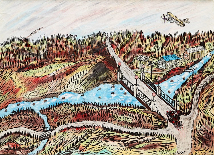 Artwork by Arthur Villeneuve,  Pont de la rivière Langevin